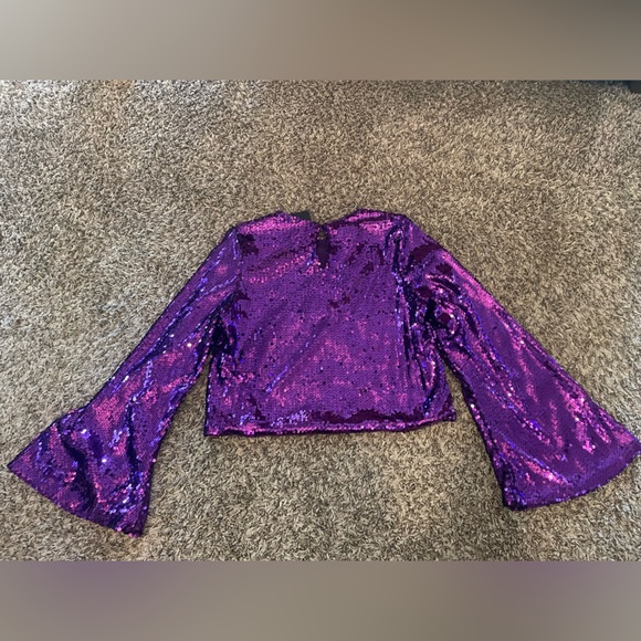 Game Day Purple Sequin Cropped Top - Picture 6 of 11